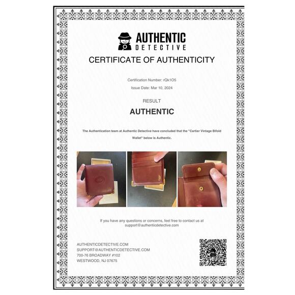 Authentic Vintage CARTIER Burgundy Leather Bifold Mens Wallet W/COA and Box - Picture 2 of 16